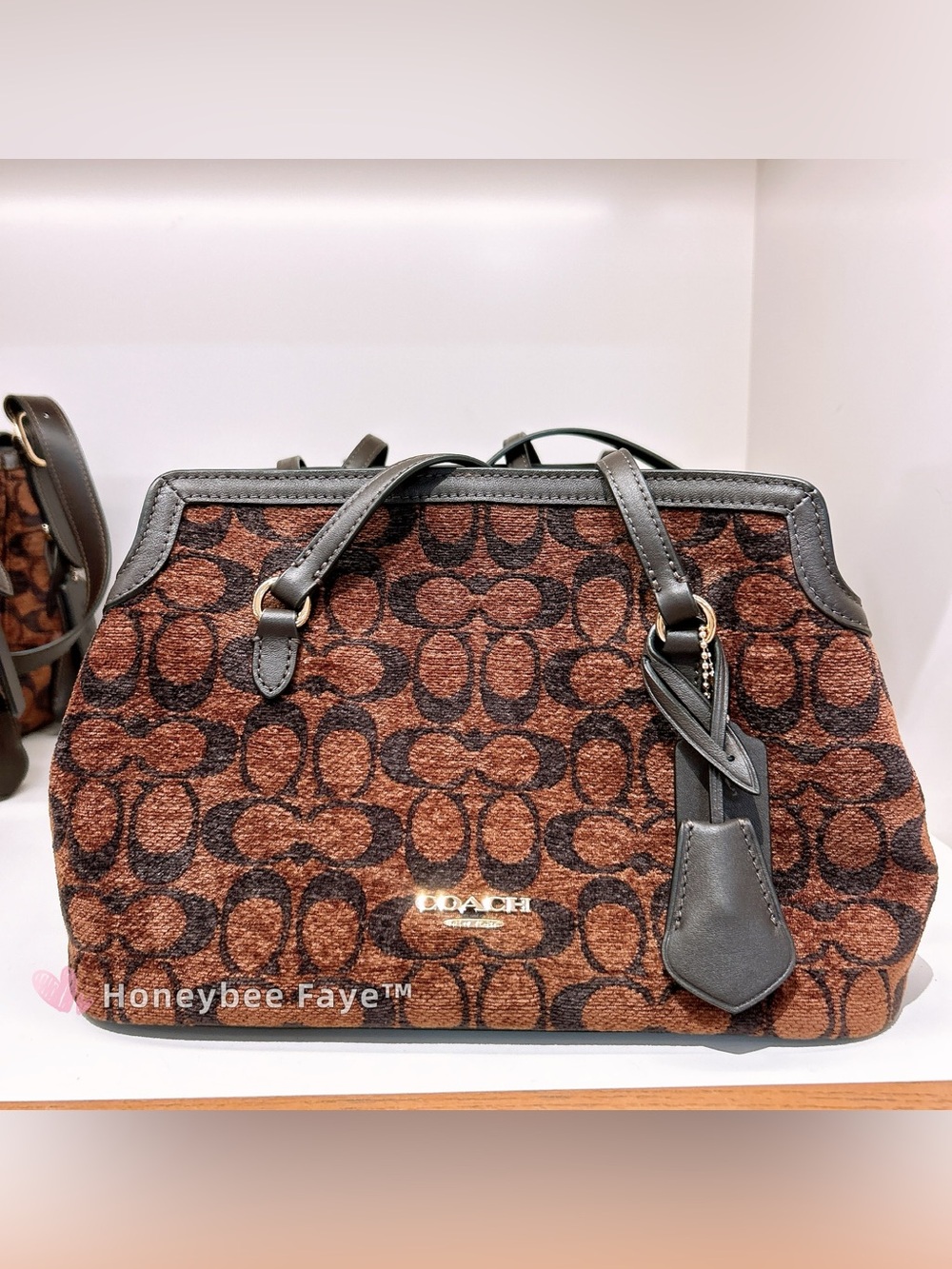 Coach Brown and Black Signature Shoulder Bag cfp36 chenille